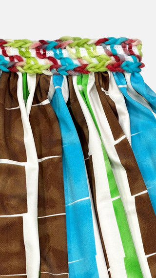 Tissue Paper Print Skirt - green and blue