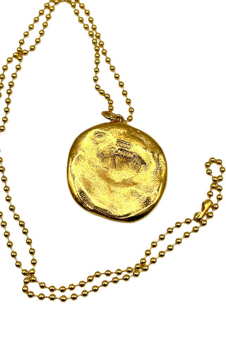 Spring 1996 Todd Oldham 24 kt Gold Plated Round Star Burst Charm Necklace