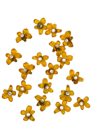 20 Vintage Small Marigold Lucite Daisy Buttons