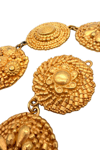 1996 24 kt Gold Plated Beaded Medallion Belt