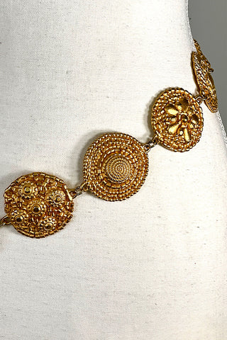1996 24 kt Gold Plated Beaded Medallion Belt