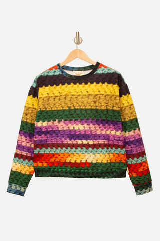 Mega Crochet Print Cropped Sweatshirt