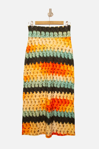 Mega Crochet Stripe Print Skirt
