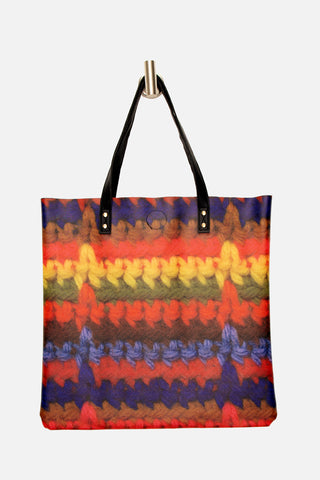 Mega Crochet Stripe Print Tote Bag