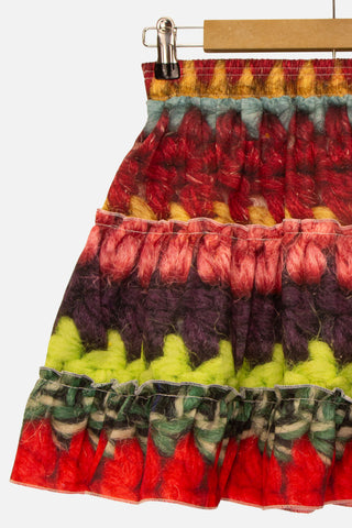 Mega Crochet Print Mini-Skirt