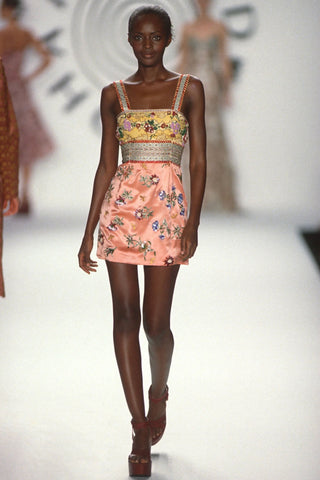 Spring 1998 Todd Oldham Embroidered Silk Satin Dress