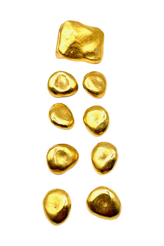 1995 Todd Oldham 24 kt Gold Plated Small Nugget Buckle With Set Of 8 Buttons