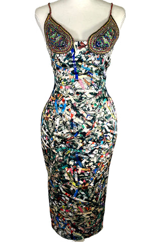 Spring 1998 Todd Oldham Shredded Newspaper Print Dress