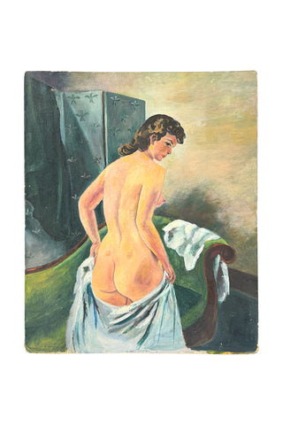Vintage Bather Oil Painting