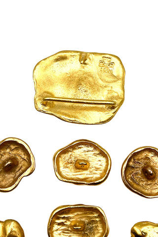 1995 Todd Oldham 24 kt Gold Plated Nugget Buckle With Set of 8 Buttons