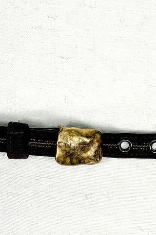 Fall 1995 Todd Oldham Wool Pinstripe Belt With 24 kt Gold Plated Nugget Buckle