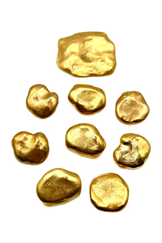 1995 Todd Oldham 24 kt Gold Plated Nugget Buckle With Set of 8 Buttons