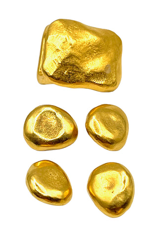 1995 Todd Oldham 24 kt Gold Plated Small Nugget Buckle With Set Of 8 Buttons
