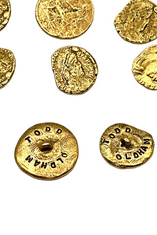 Vintage Todd Oldham Gold Plated Unearthed Coin Buttons, Set of 8