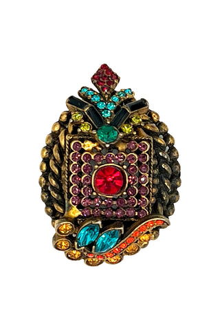 Fall 1996 Gold Ebonized Ornament Button With Swarovski Crystals