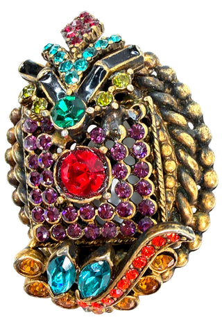 24 kt Gold Plated and Ebonized with Swarovski Crystals Pin