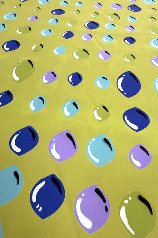 1996 Todd Oldham Oval Print Silk Satin, 3 Yard Panel