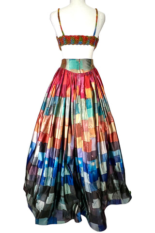 Fall 1997 Todd Oldham Swatch Print Skirt and Knit Bra