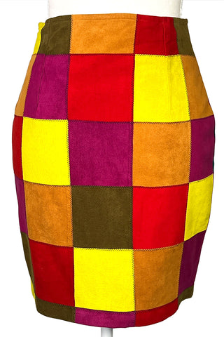 Fall 1991 Todd Oldham Ultrasuede Patchwork Skirt