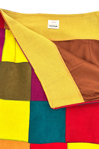 Fall 1991 Todd Oldham Ultrasuede Patchwork Skirt