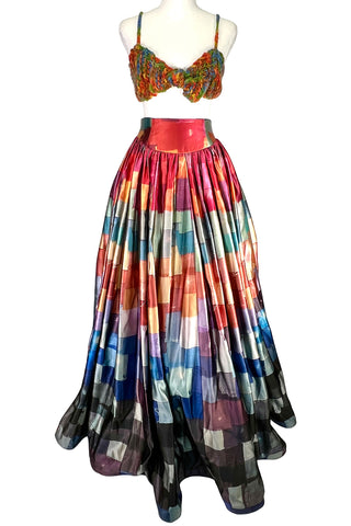 Fall 1997 Todd Oldham Swatch Print Skirt and Knit Bra
