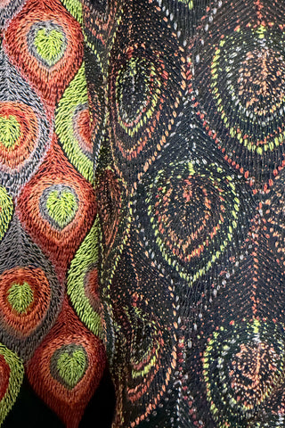 Embroidered Peacock Feather Vintage Fabric Roll