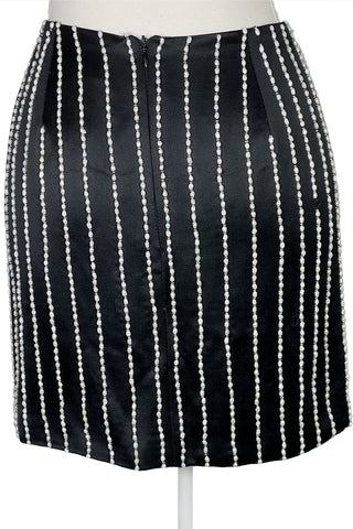 Spring 1998 Todd Oldham Silk Satin Skirt With Pearl Pinstripe