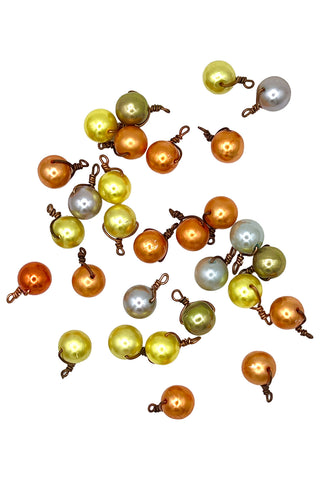 Vintage Todd Oldham Hand Dyed Pearls with Copper Wire Buttons, Set 0f 30