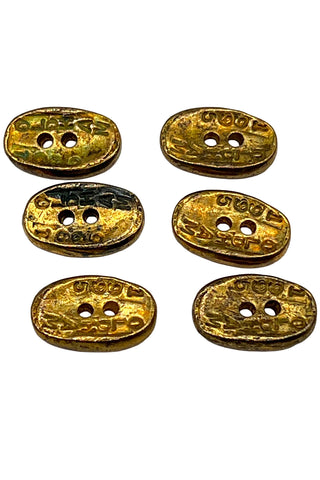 1995 Todd Oldham Ebonized Oval Buttons with 24k Gold Plating, Set of 20