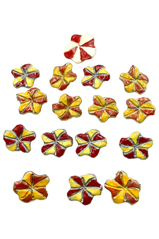 Vintage Todd Oldham Silver Plated and Lacquered Petunia Buttons, Set of 15