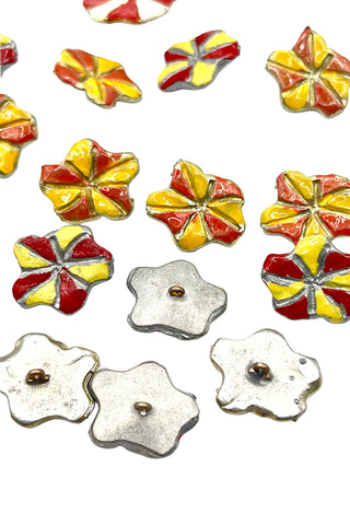 Vintage Todd Oldham Silver Plated and Lacquered Petunia Buttons, Set of 15