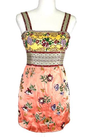 Spring 1998 Todd Oldham Embroidered Silk Satin Dress