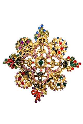 24 kt Gold Plated and Ebonized with Swarovski Crystals Pin