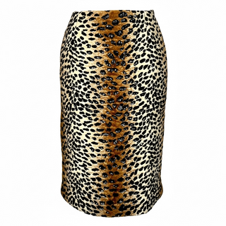 Fall 1997 Todd Oldham Beaded Ocelot Faux Fur Skirt