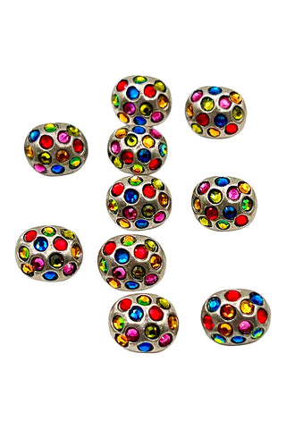 1995 Silver Plated Rainbow Egg Buttons, Set of 10