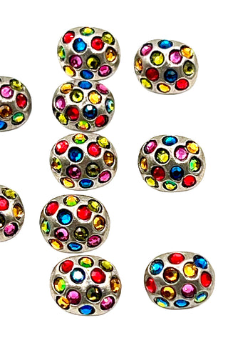 1995 Silver Plated Rainbow Egg Buttons, Set of 10