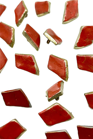 Todd Oldham Vintage Hand Lacquered Diamond Red Buttons, Set of 25