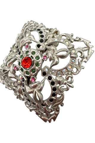 Large Silver Barrette with Swarovski Crystals