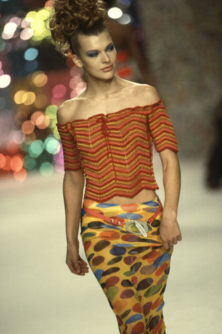 Spring 1996 Todd Oldham Matte Satin Belt with Silver-Plated Buckle and Swarovski Crystals
