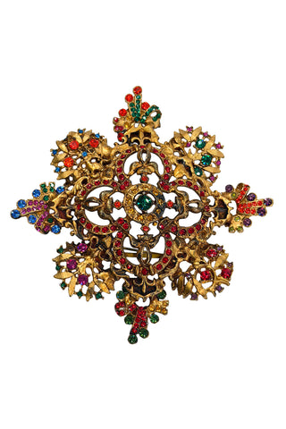 24 kt Gold Plated and Ebonized with Swarovski Crystals Pin