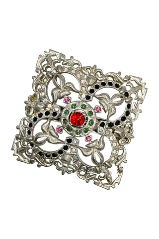 Large Silver Barrette with Swarovski Crystals