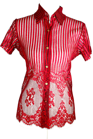 Spring 1997 Todd Oldham Striped Rayon Lace Shirt