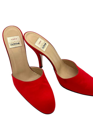 Spring 1996 Todd Oldham Red Matte Satin Mules