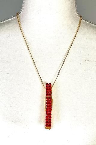 Spring 1995 Todd OIdham 24 kt Gold Plated Red Crystal Encrusted Clothespin