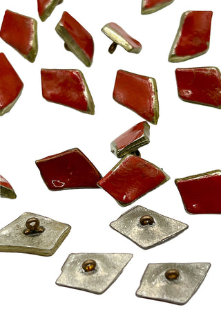 Todd Oldham Vintage Hand Lacquered Diamond Red Buttons, Set of 25