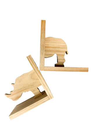 Wooden Rhino Paintable Bookends