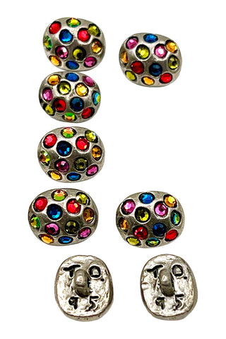 1995 Silver Plated Rainbow Egg Buttons, Set of 10