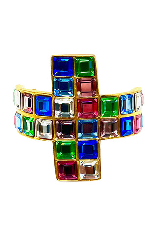 Fall 1994 Todd Oldham 24 kt Gold Plated Ponytail Cuff With Multicolor Swarovski Crystals