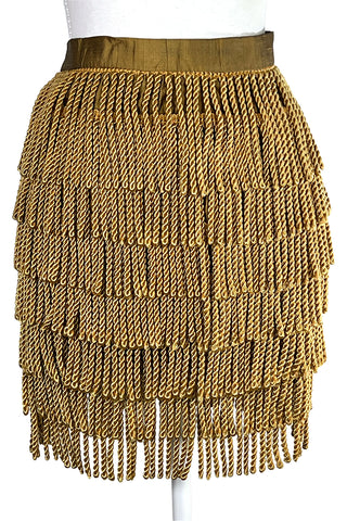 Fall 1992 Todd Oldham Tiered Gold Fringe Skirt