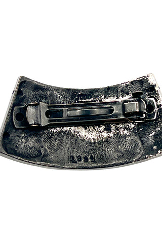 Fall 1994 Todd Oldham Silver Ebonized Curved Barrette With Red Crystals